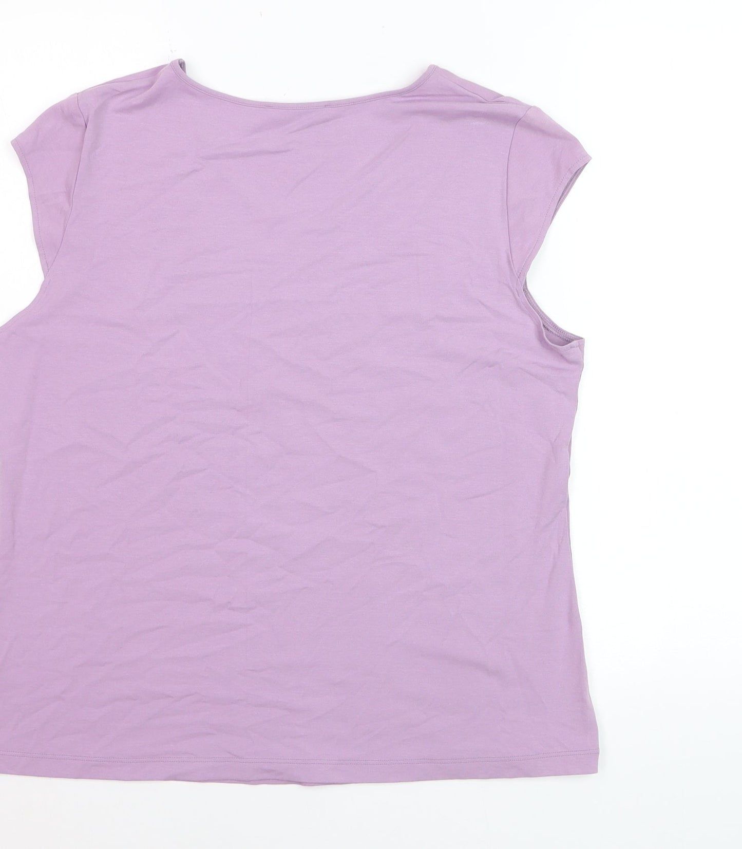 Marks and Spencer Womens Purple Embroidered V-Neck Sleeveless T-Shirt Size 18
