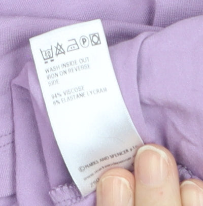 Marks and Spencer Womens Purple Embroidered V-Neck Sleeveless T-Shirt Size 18