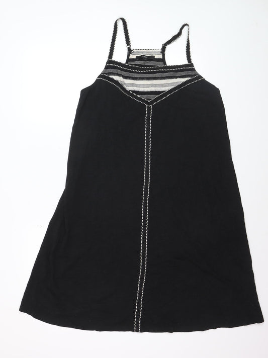 Next Womens Black Linen Blend Slip Dress Size 16 Summer Strappy