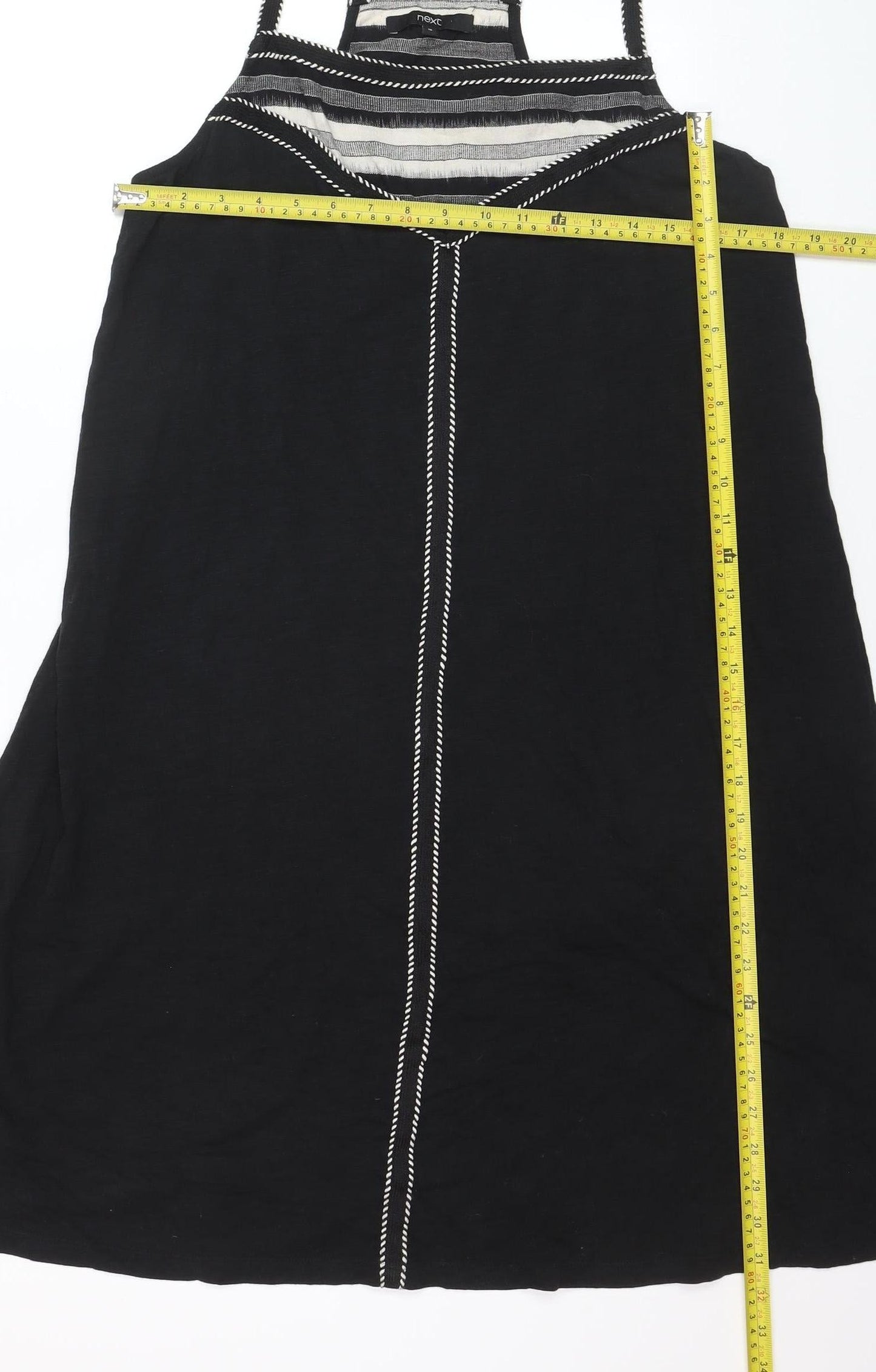Next Womens Black Linen Blend Slip Dress Size 16 Summer Strappy