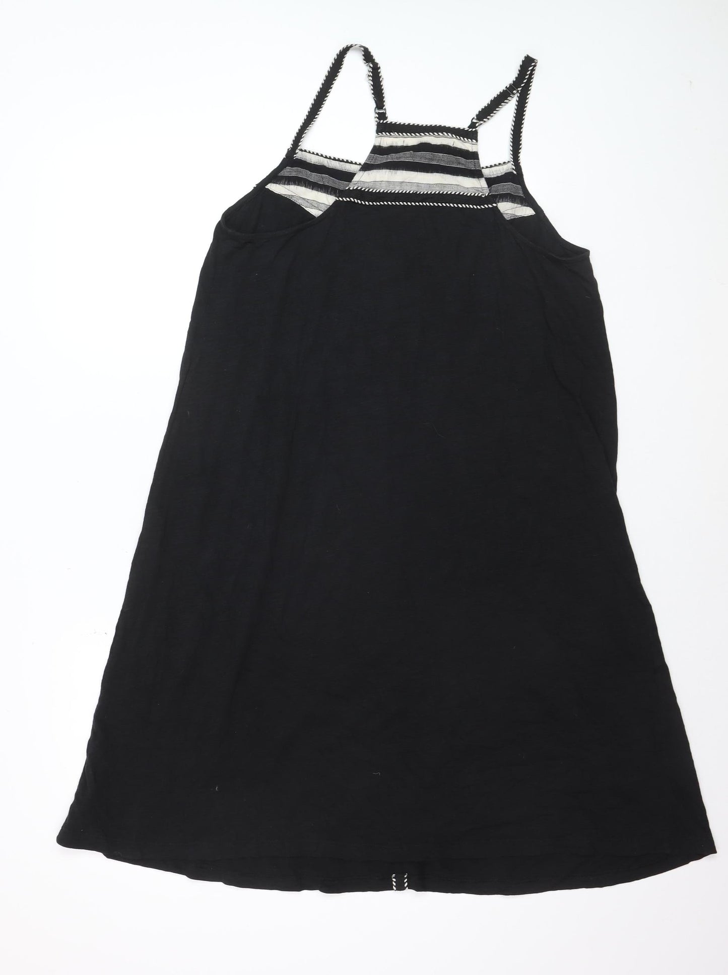 Next Womens Black Linen Blend Slip Dress Size 16 Summer Strappy
