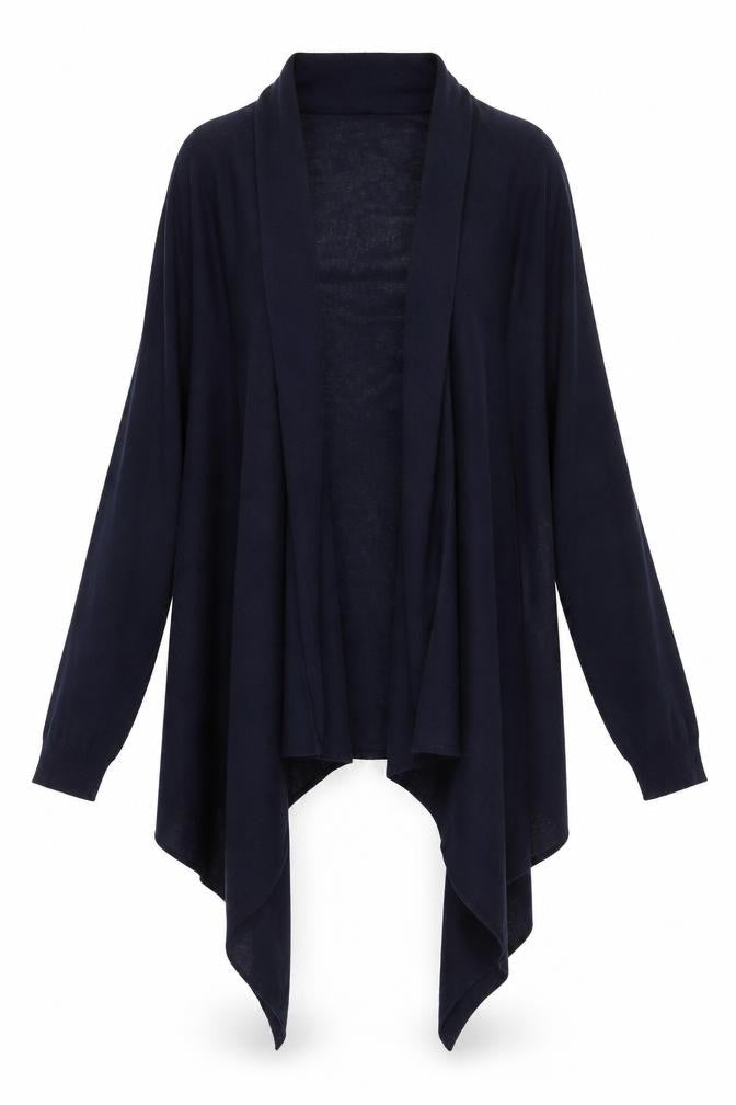 DKNY Women's Blue Silk Cashmere Open Front Cardigan S