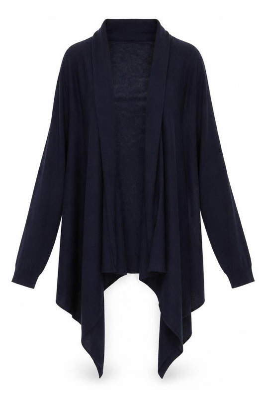 DKNY Women's Blue Silk Cashmere Open Front Cardigan S