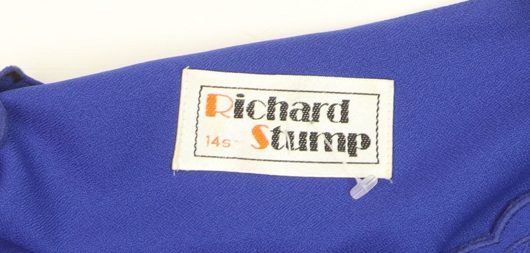 Richard Stump Women's Blue Pleated Fit & Flare Belted Dress Size 14