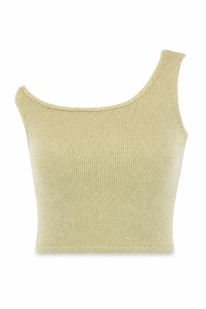 ASOS DESIGN Women's Gold One Shoulder Cropped Tank Top Size S