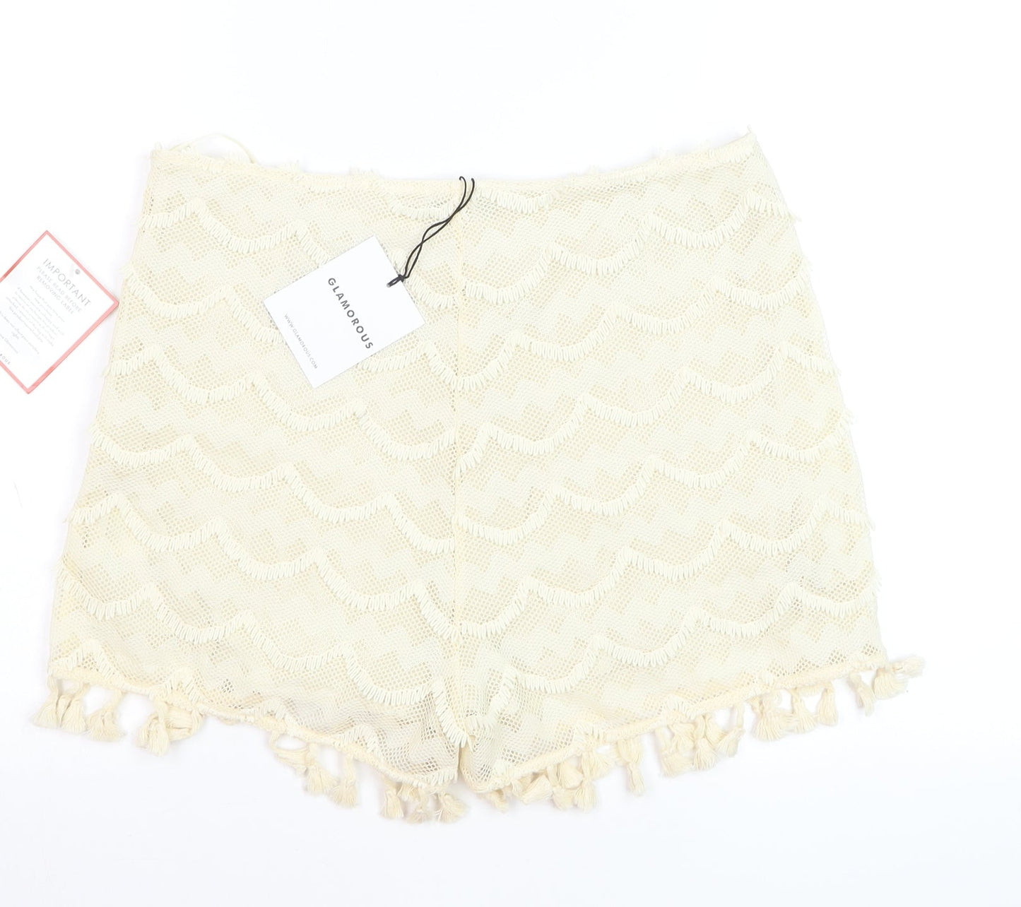 Glamorous Women Ivory Tasselled Lace Shorts Lined Size L