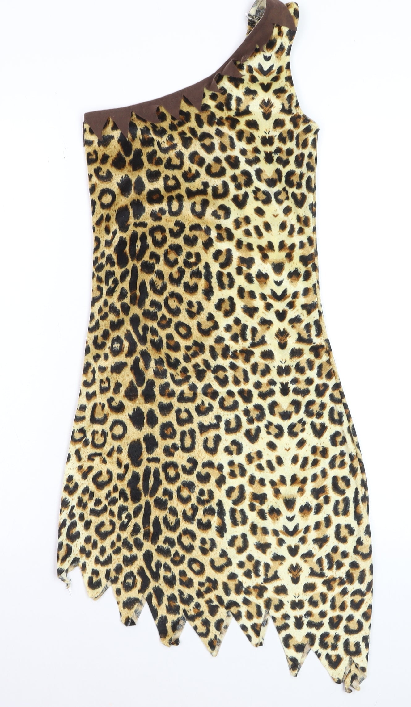 Wicked Costumes Women Brown Leopard Print One Shoulder Dress XS