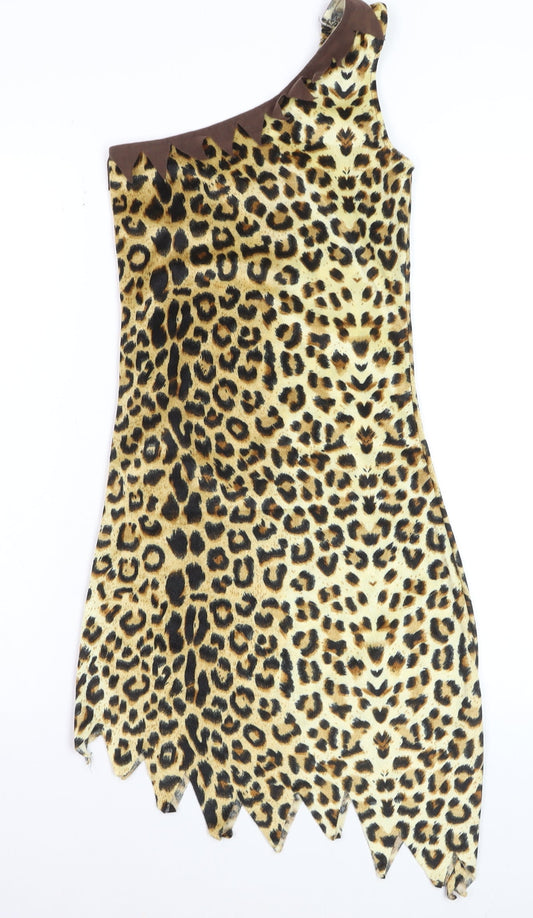 Wicked Costumes Women Brown Leopard Print One Shoulder Dress XS