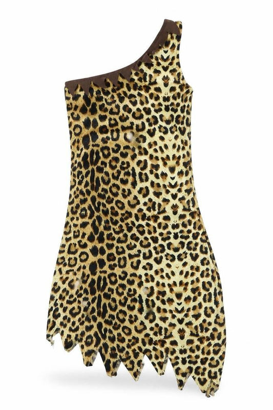 Wicked Costumes Women Brown Leopard Print One Shoulder Dress XS