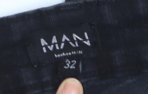 boohooMAN Men's Black Distressed Skinny Jeans Size 32 Slim Fit Denim