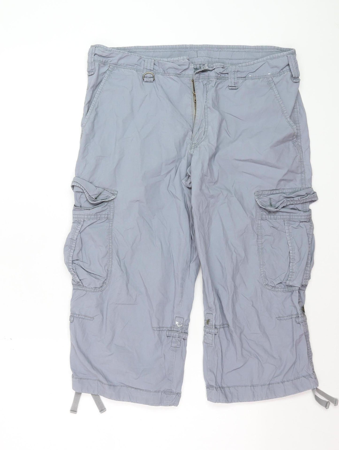 Uniqlo Men's Grey Cargo Shorts L Cotton Casual Lightweight