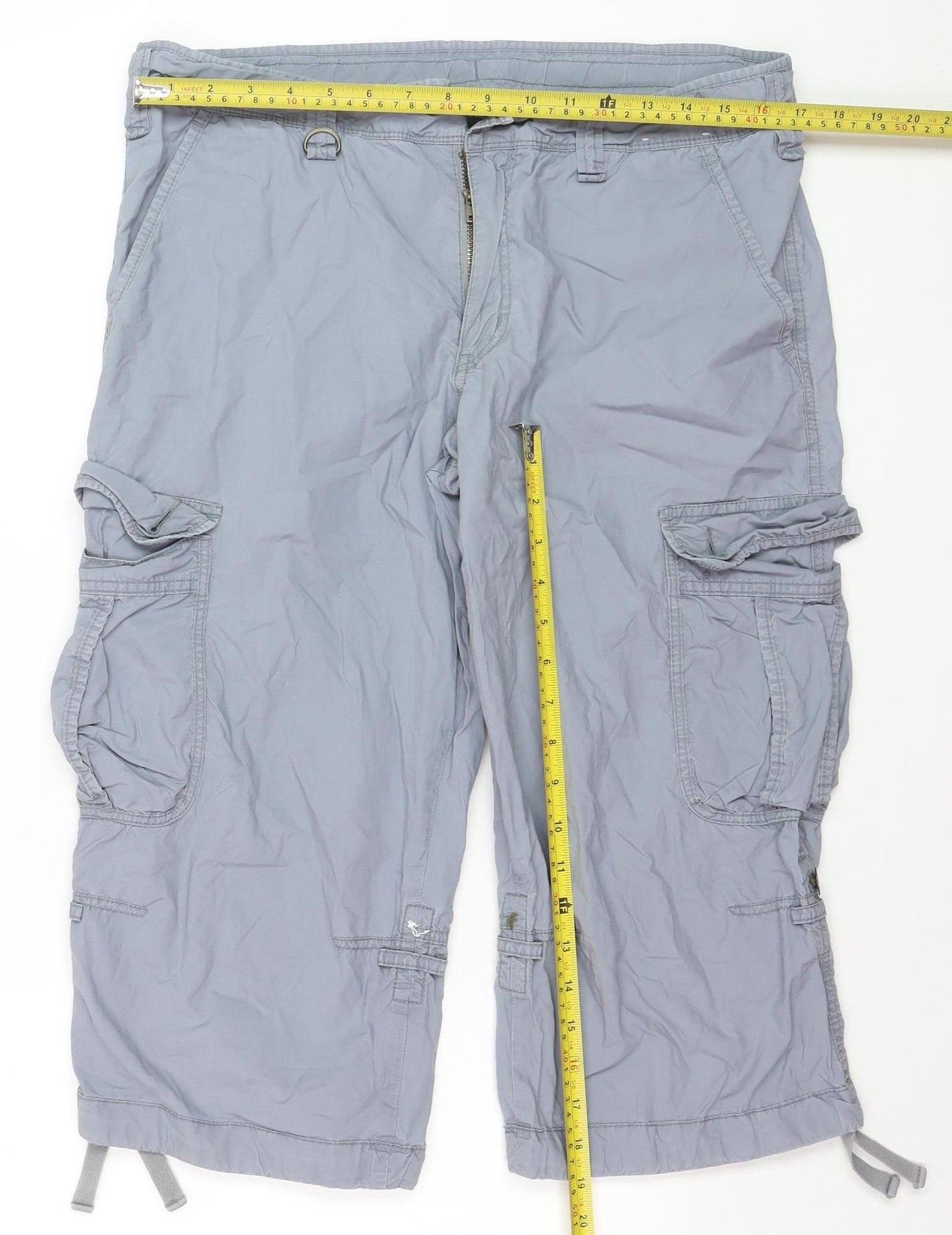 Uniqlo Men's Grey Cargo Shorts L Cotton Casual Lightweight