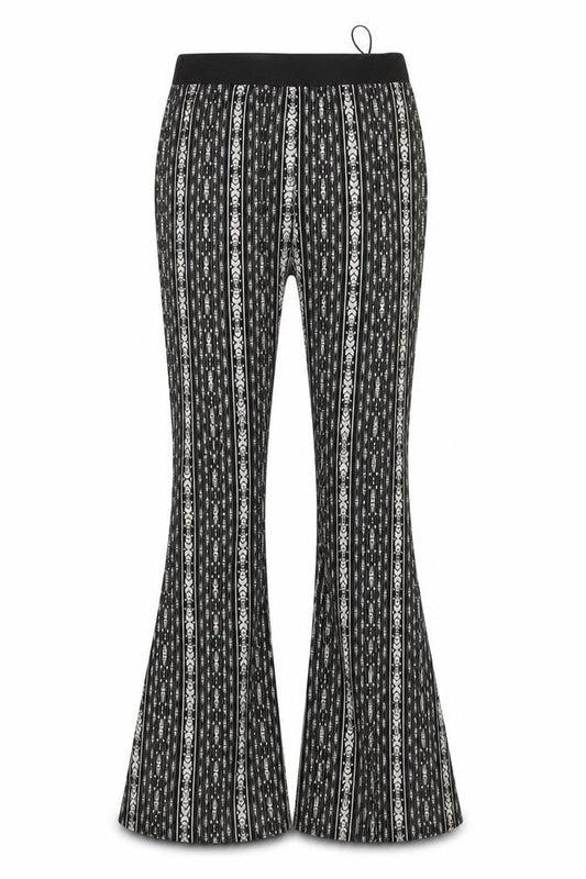 QED London Women’s Black Geometric Flared Trousers Size 8