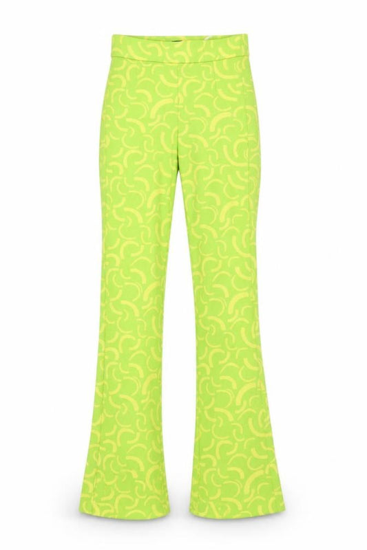 Zara Women's Green Geometric Flared Trousers XS