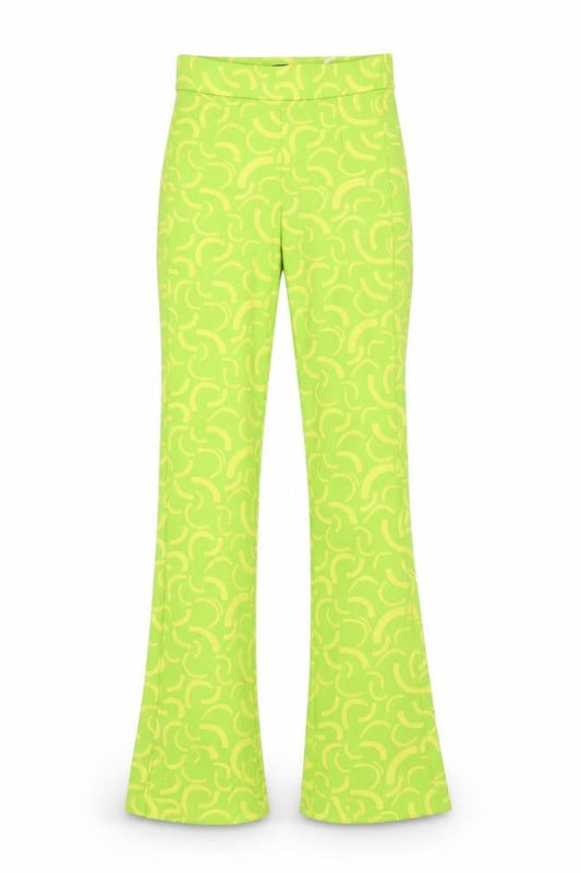 Zara Women's Green Geometric Flared Trousers XS