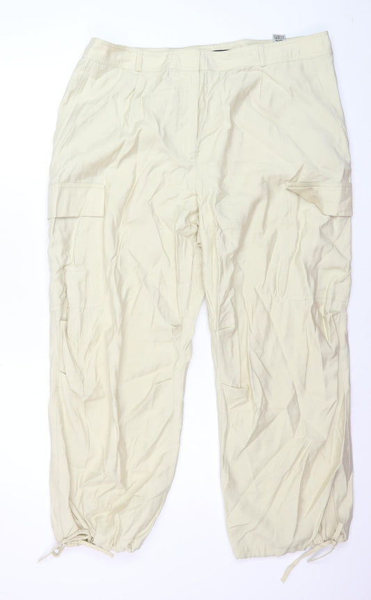 Marks and Spencer Women Beige Cargo Trousers Size 20 Regular