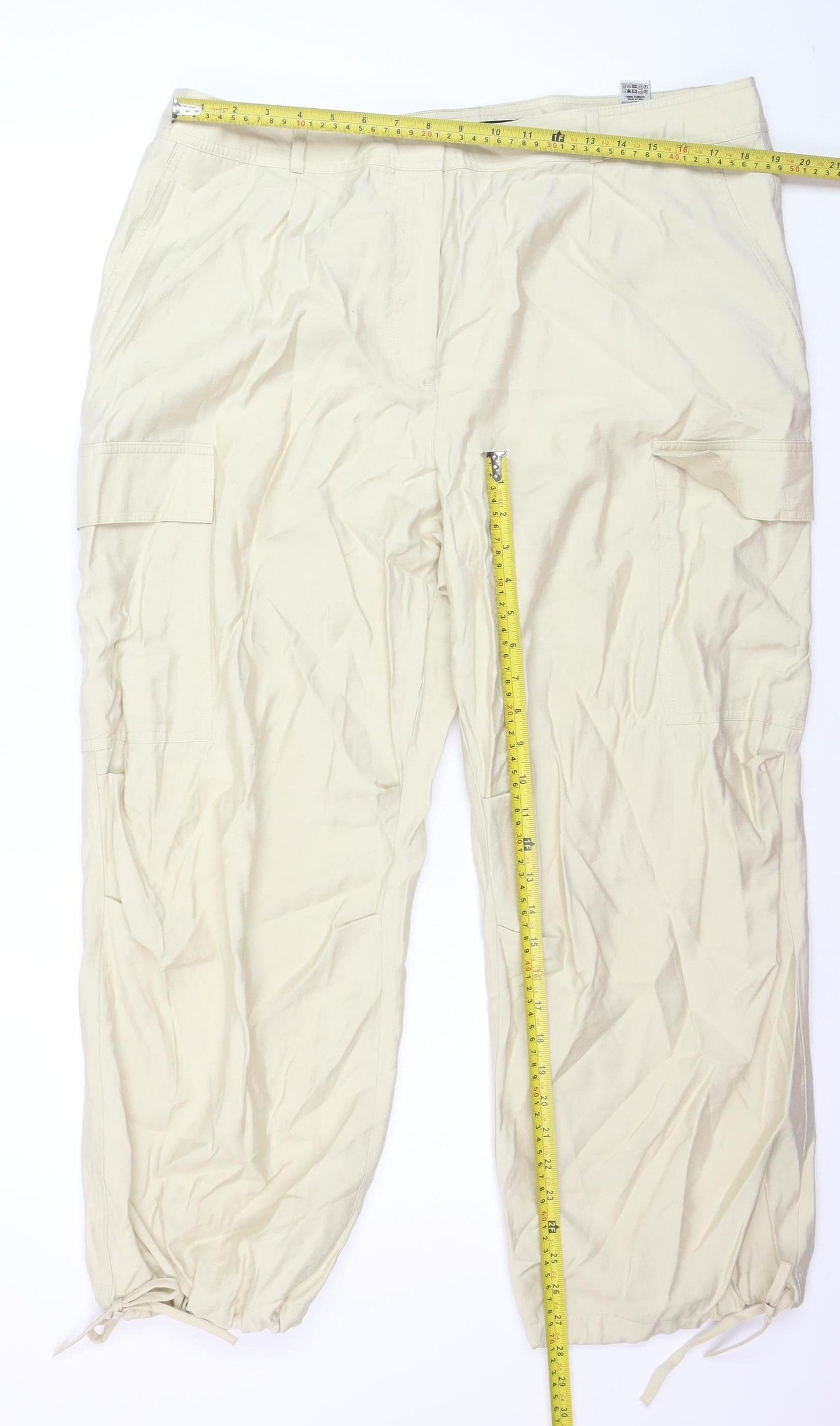 Marks and Spencer Women Beige Cargo Trousers Size 20 Regular