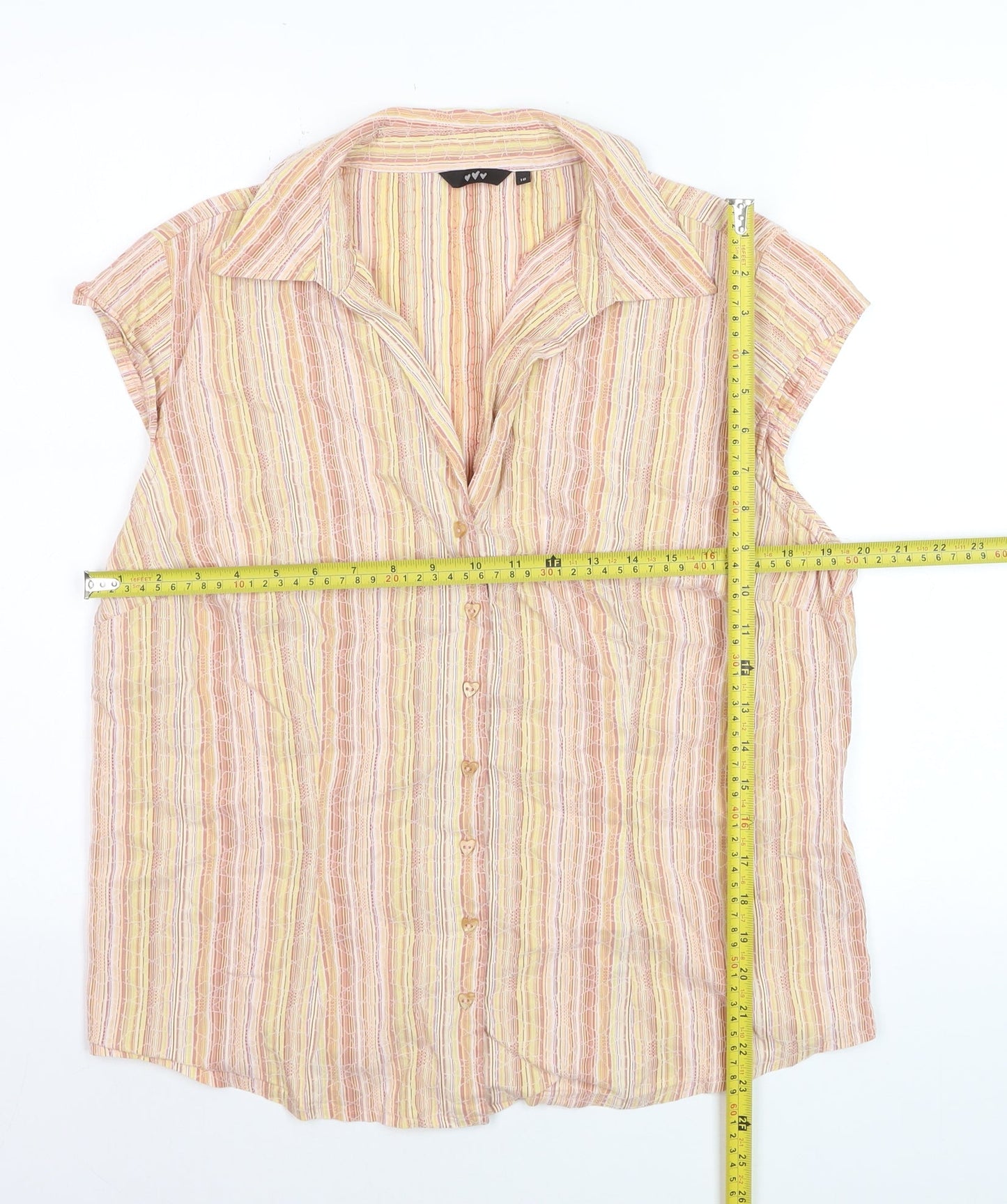 ♥♥♥ Women’s Multicoloured Striped Collared Button-Up Shirt Size 18