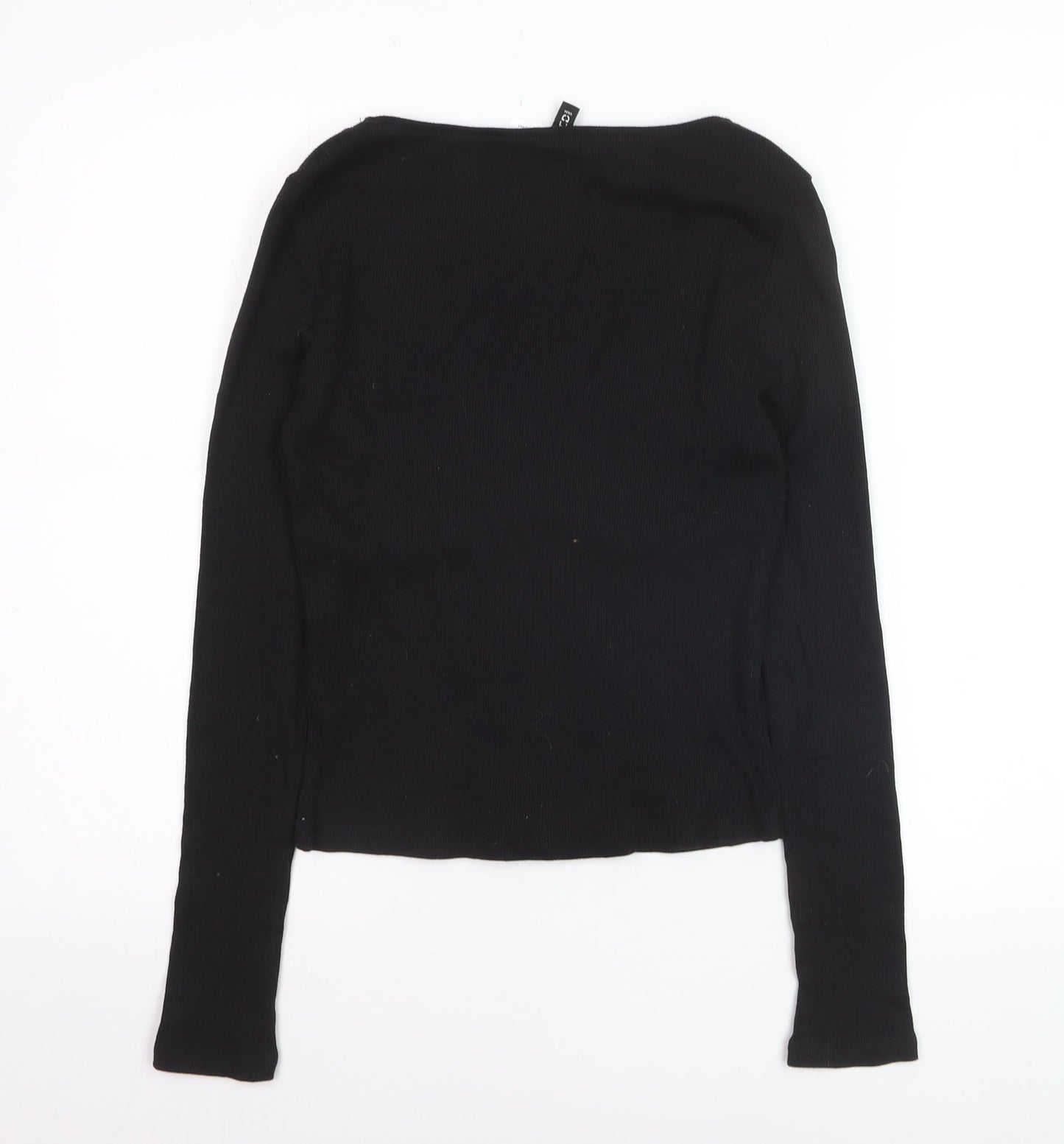 H&M Divided Women’s Black Cropped Long Sleeve V-Neck Top Size 12