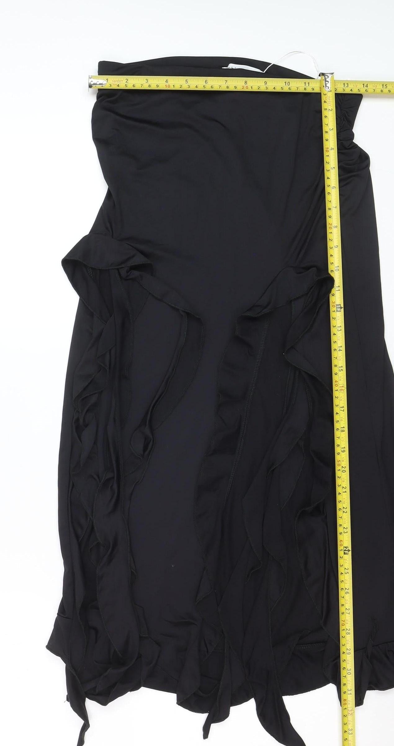 Bershka Womens Black Midi Wrap Ruffle Skirt Size 12