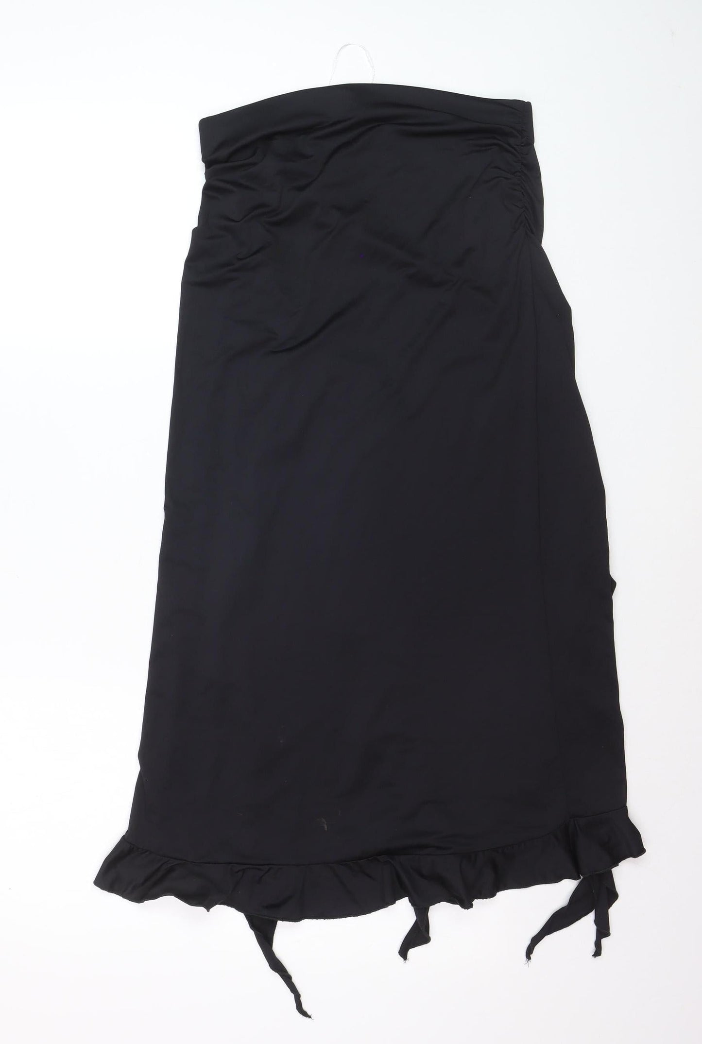 Bershka Womens Black Midi Wrap Ruffle Skirt Size 12