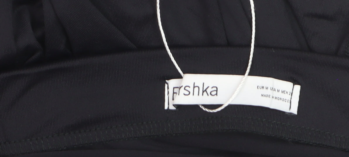 Bershka Womens Black Midi Wrap Ruffle Skirt Size 12