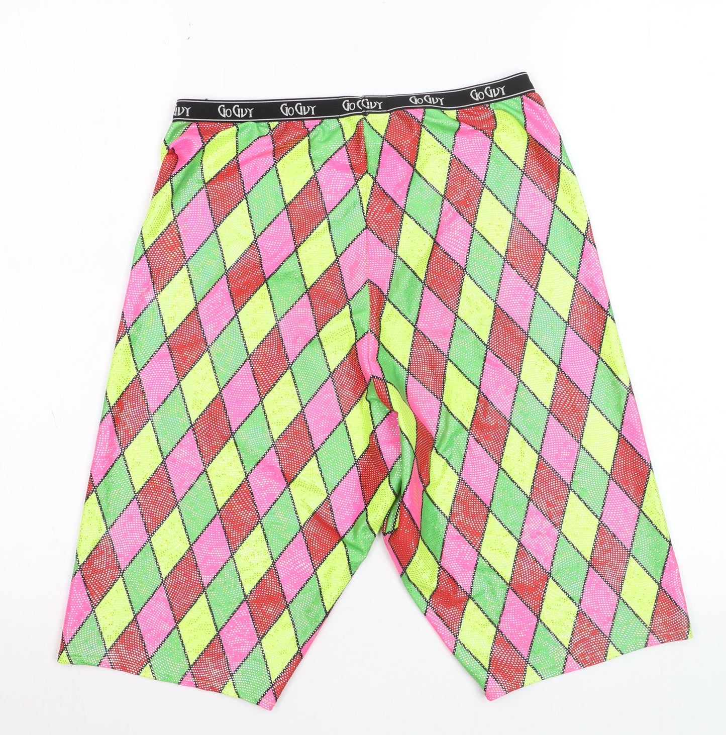 Go Guy Womens Multicoloured Argyle Biker Shorts Size L Festival Wear