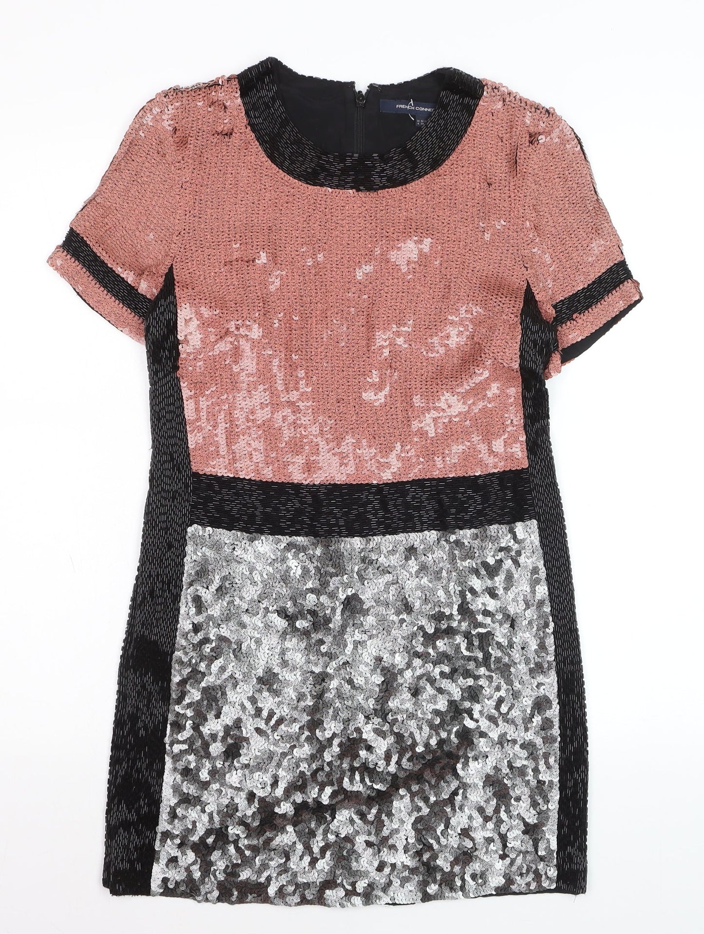 French Connection Women's Multicoloured Sequin Shift Dress Size 8