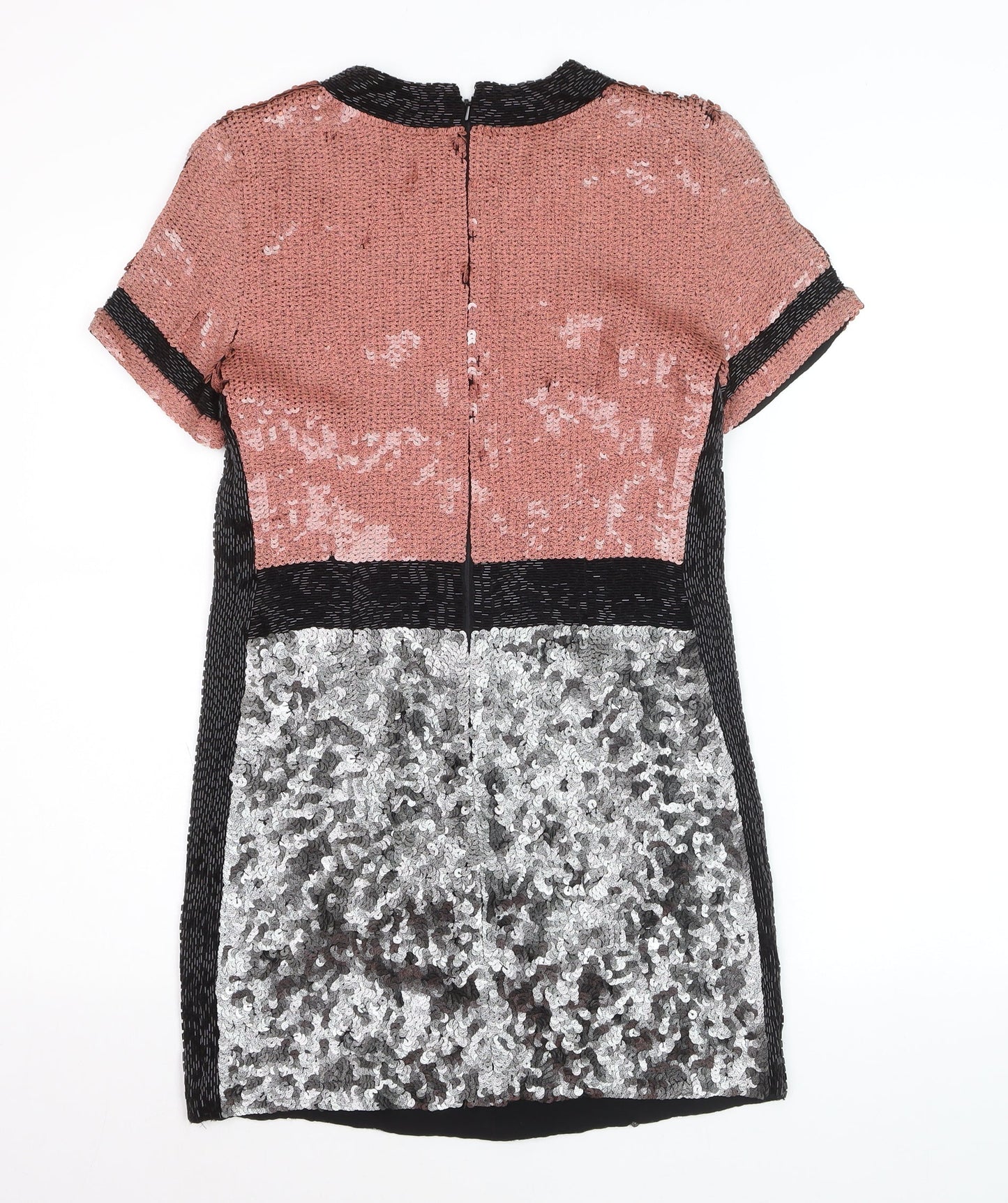 French Connection Women's Multicoloured Sequin Shift Dress Size 8