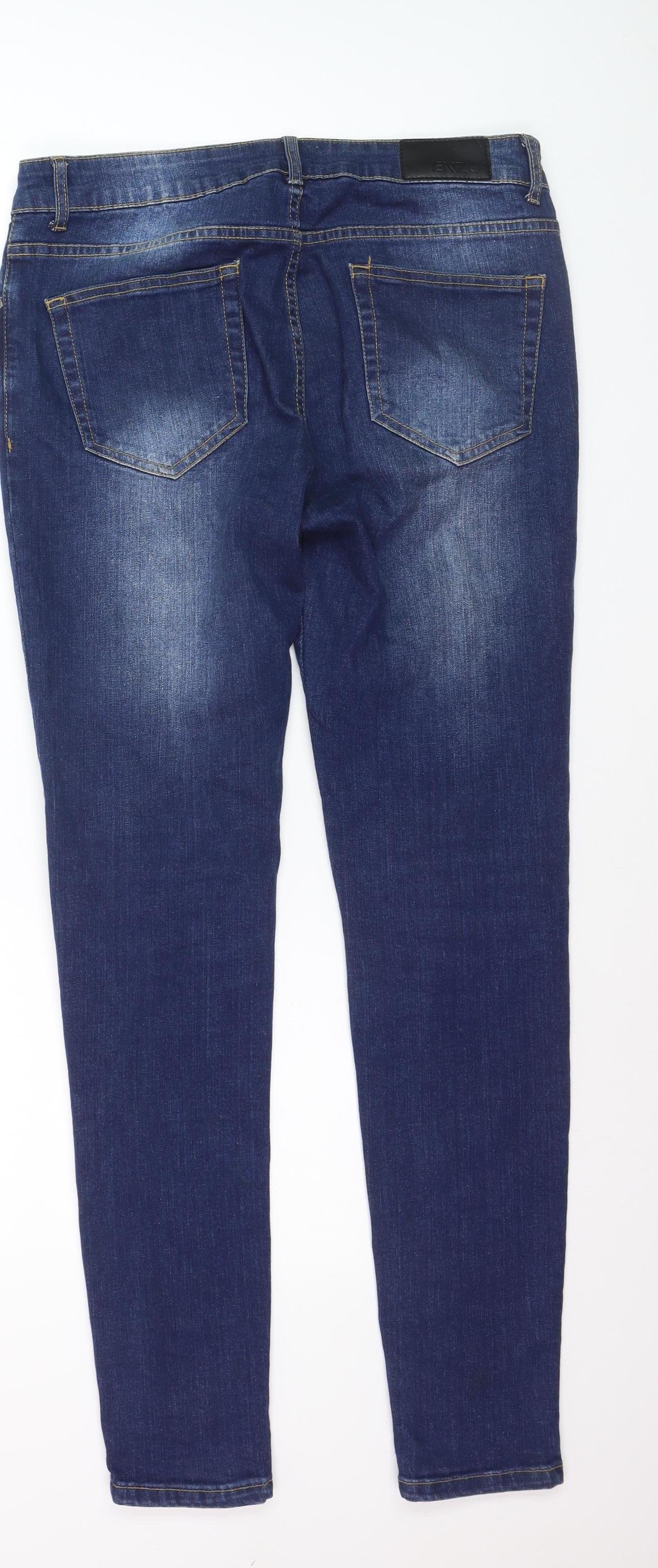 Zeenzo Men's Blue Slim Fit 32R Skinny Stretch Denim Jeans