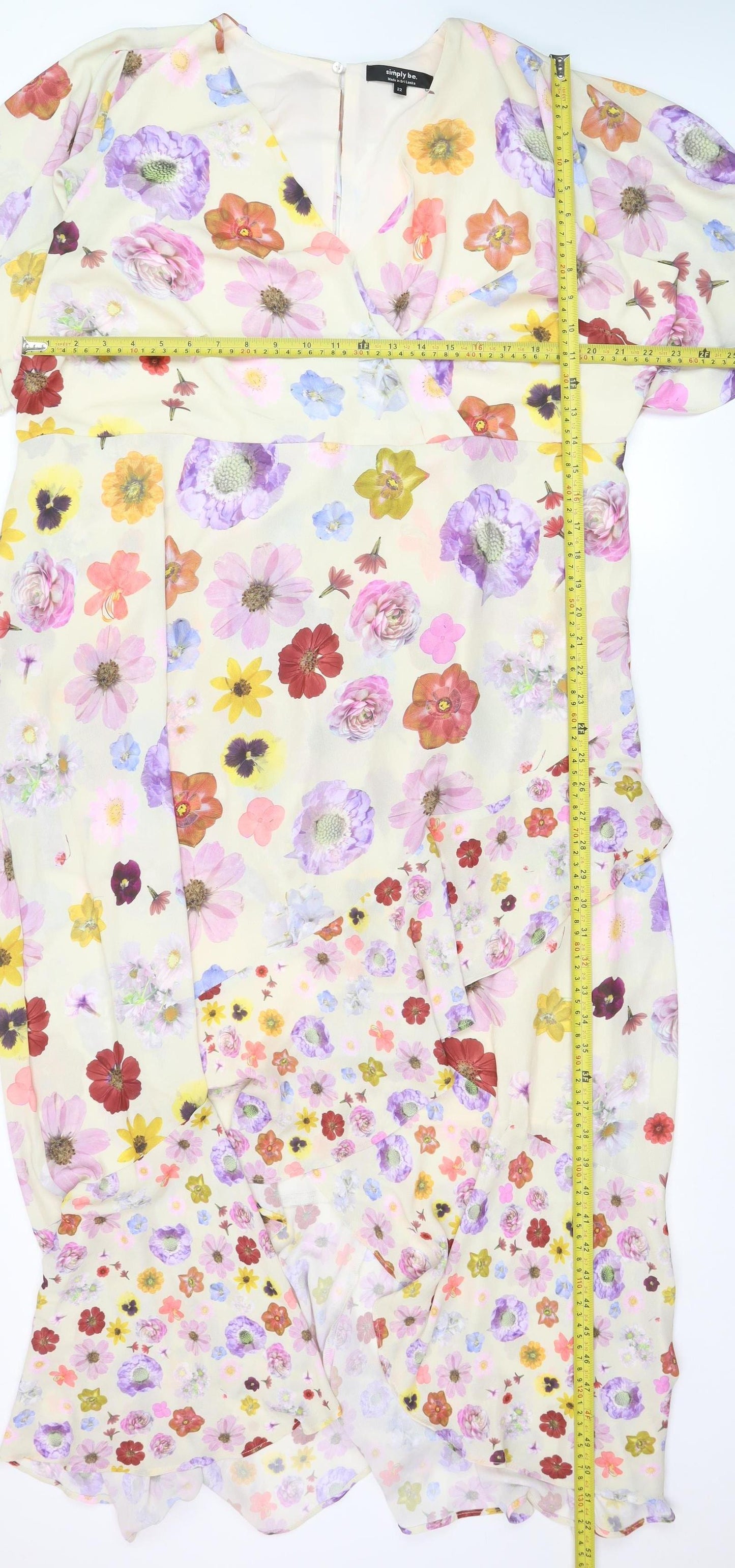 Simply Be Women’s Multicoloured Floral Wrap Midi Dress Size 22