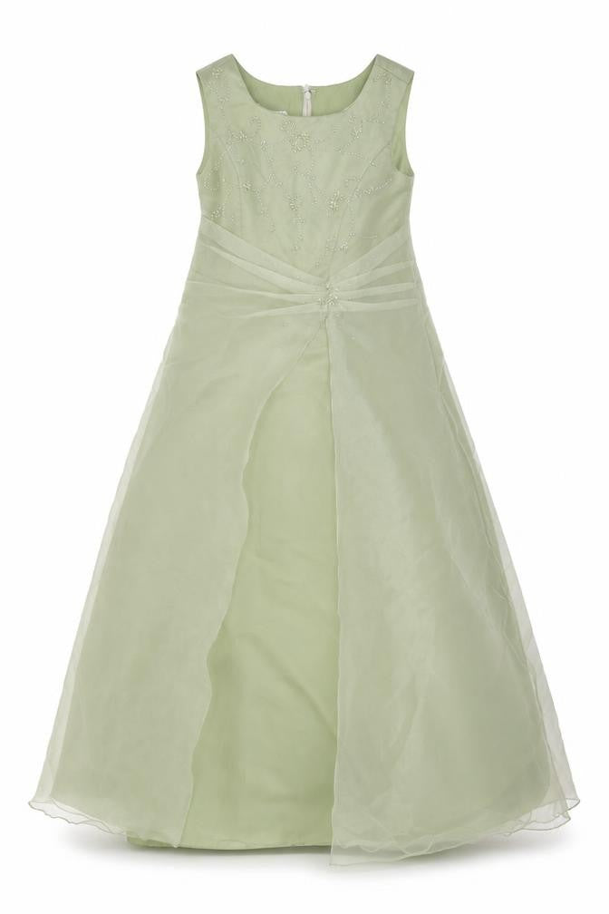 True Bride Girls Green Long Beaded Formal Ball Gown Dress Size 9 Years