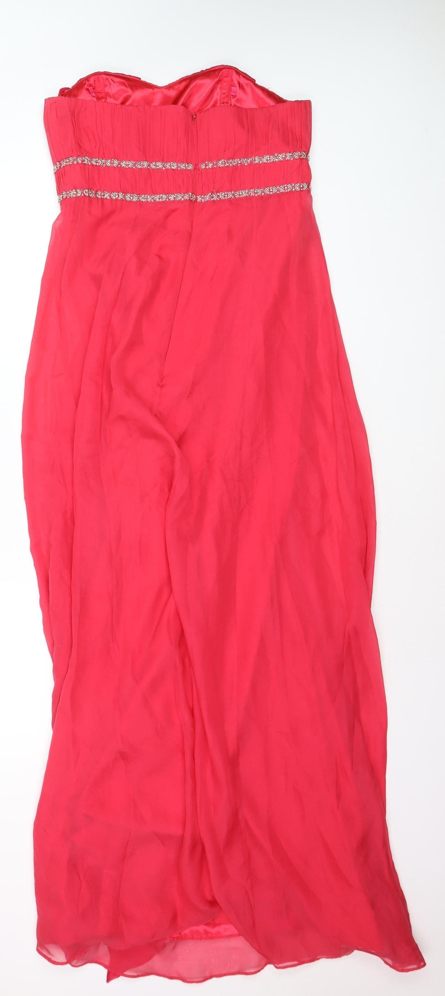 Monsoon Women Pink Size 12 Strapless Beaded Evening Maxi Dress