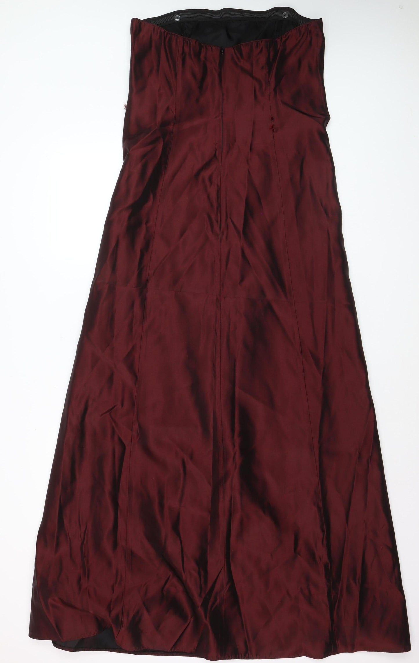 BHS Women Red Long Strapless Satin A-Line Dress Size 12