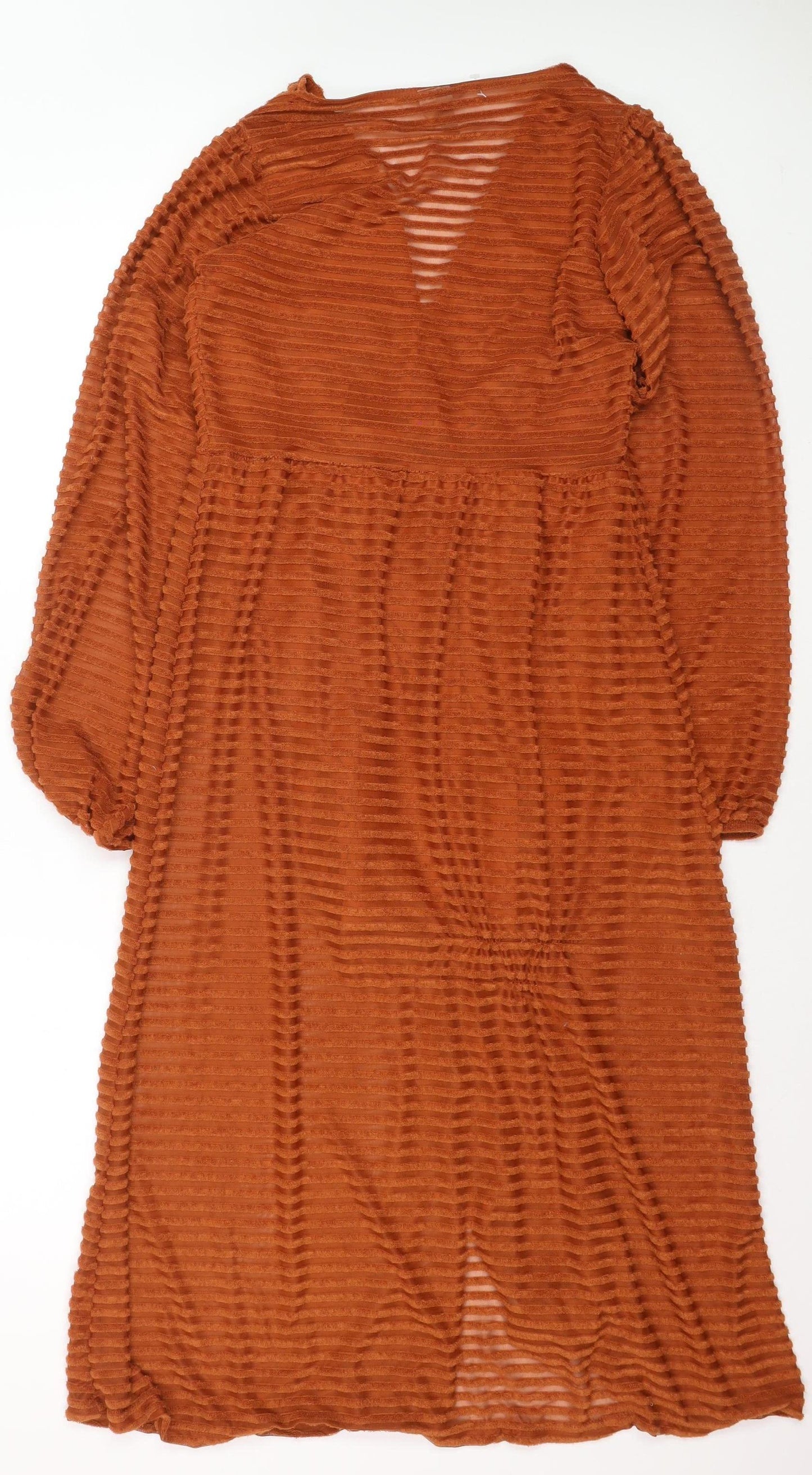 ASOS Women’s Brown Midi Wrap Dress Size 10 Long Sleeve V-Neck