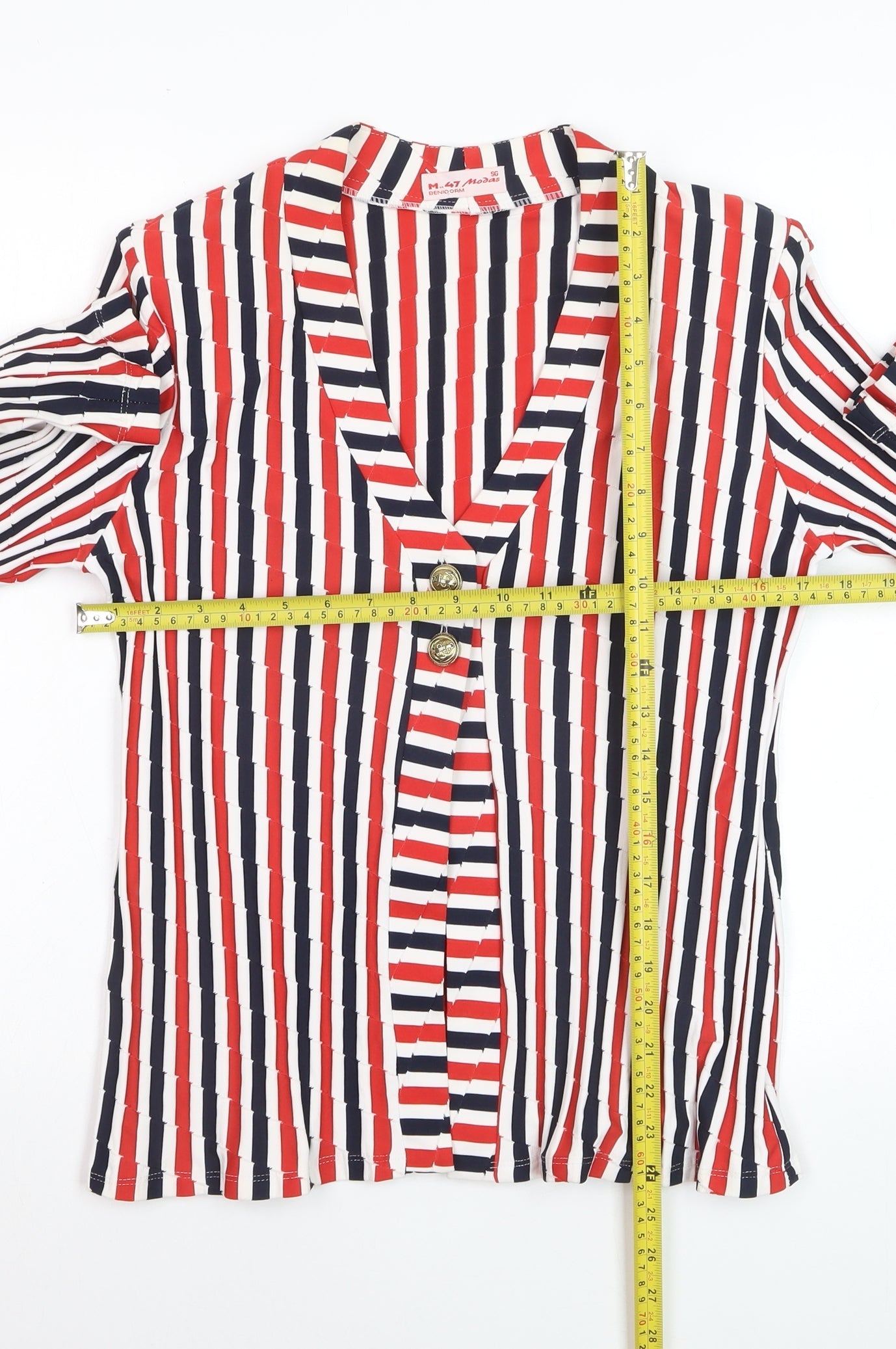 M.47 Modas Womens Multicoloured Striped V-Neck Blouse Size L