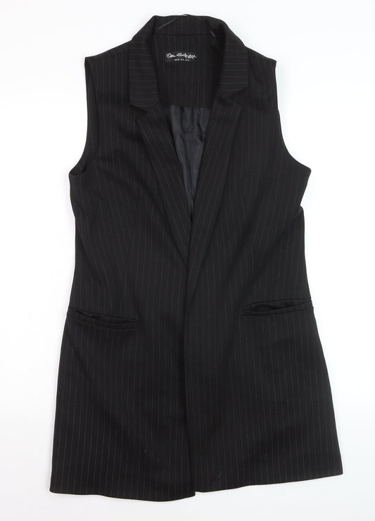 Miss Selfridge Women’s Black Pinstripe Long Waistcoat Size 12