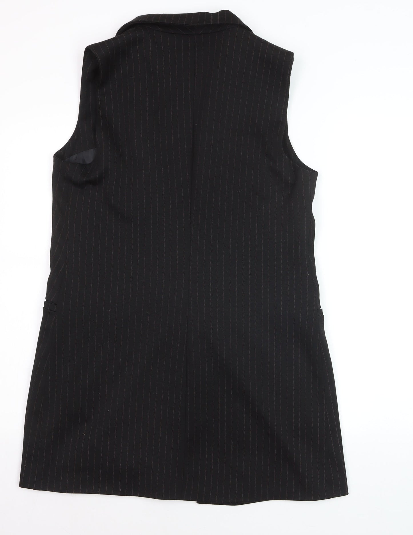 Miss Selfridge Women’s Black Pinstripe Long Waistcoat Size 12