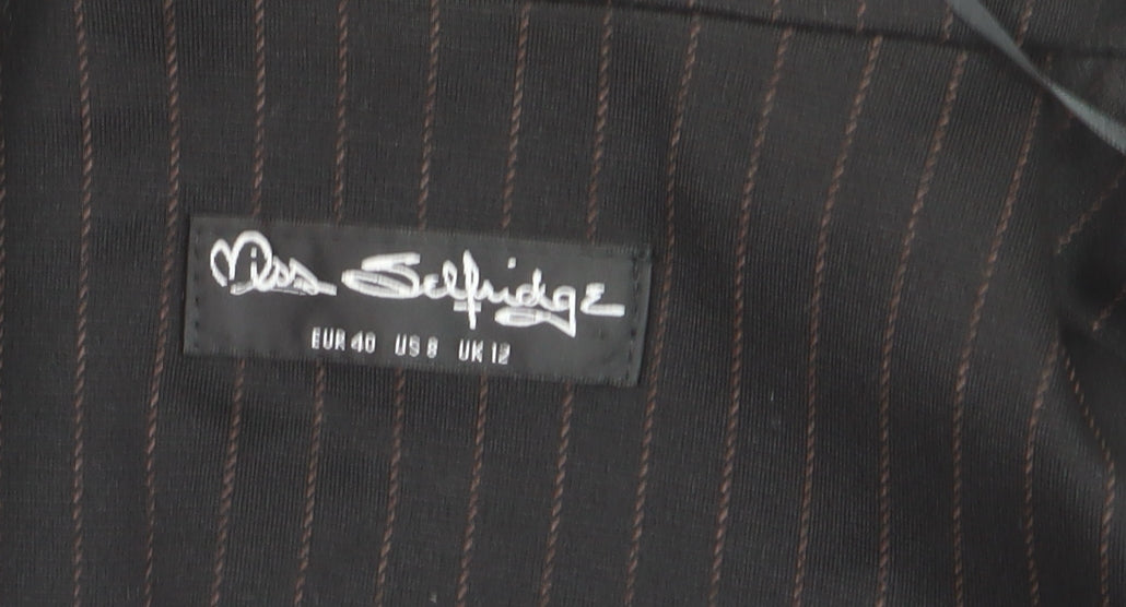 Miss Selfridge Women’s Black Pinstripe Long Waistcoat Size 12