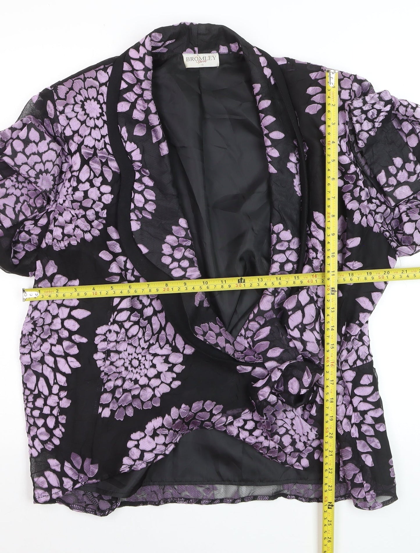 Bromley Sport Women's Purple Floral Shawl Lapel Blazer Size 18
