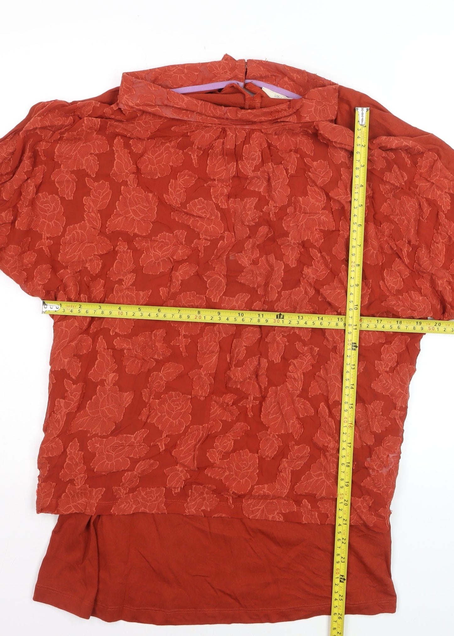 White Stuff Women Red Floral Lace Tunic Blouse UK 18