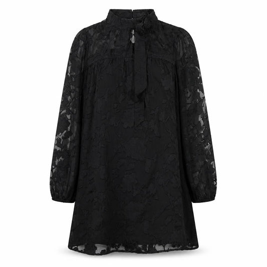 QED London Women Black S Sheer Floral High Neck Shift Dress