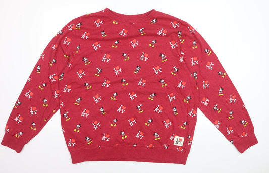Disney Store Womens Red Mickey Mouse I Love NY Sweatshirt 2XL Cotton Blend