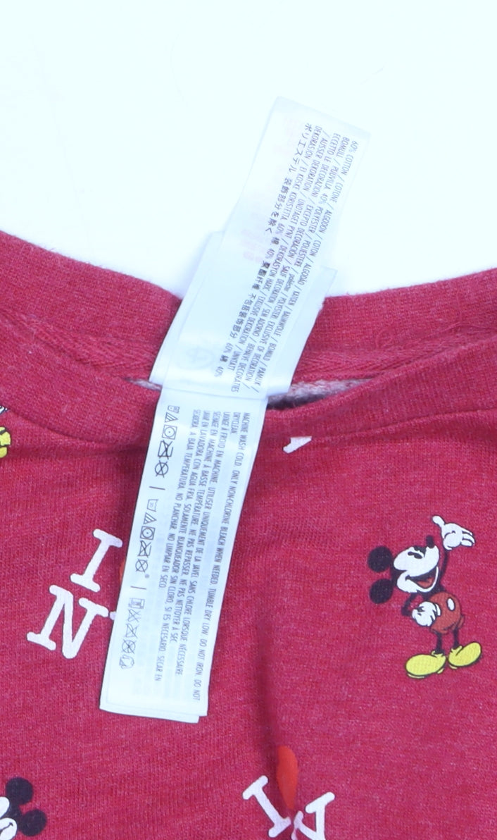 Disney Store Womens Red Mickey Mouse I Love NY Sweatshirt 2XL Cotton Blend