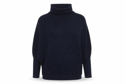 Dorothy Perkins Women's Blue Roll Neck Ribbed Knit Jumper Size 10