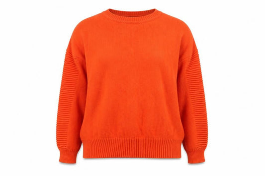 Front view of French Connection Women's Orange Cotton Crew Neck Jumper, size S
