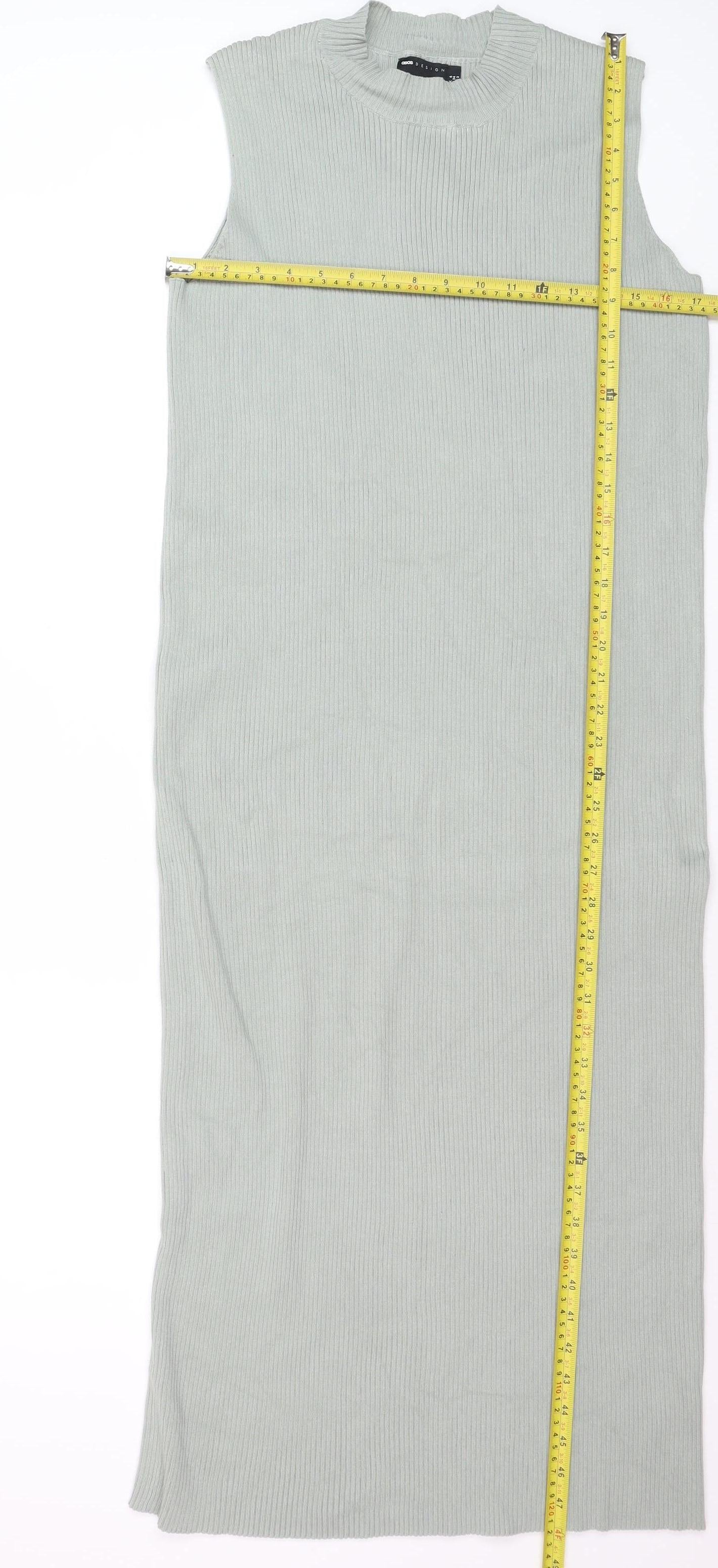 ASOS DESIGN Women’s Grey Sleeveless Ribbed Bodycon Midi Dress Size 6