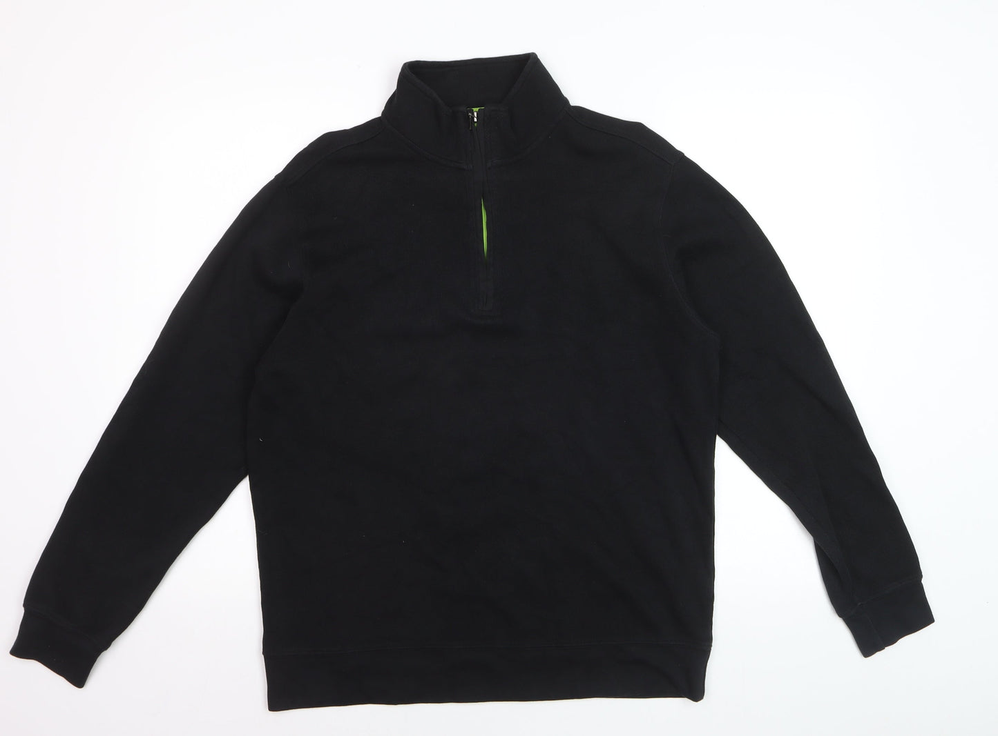 b Mens Black L 1/4 Zip Cotton Pullover Sweatshirt
