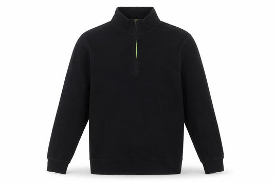 b Mens Black L 1/4 Zip Cotton Pullover Sweatshirt