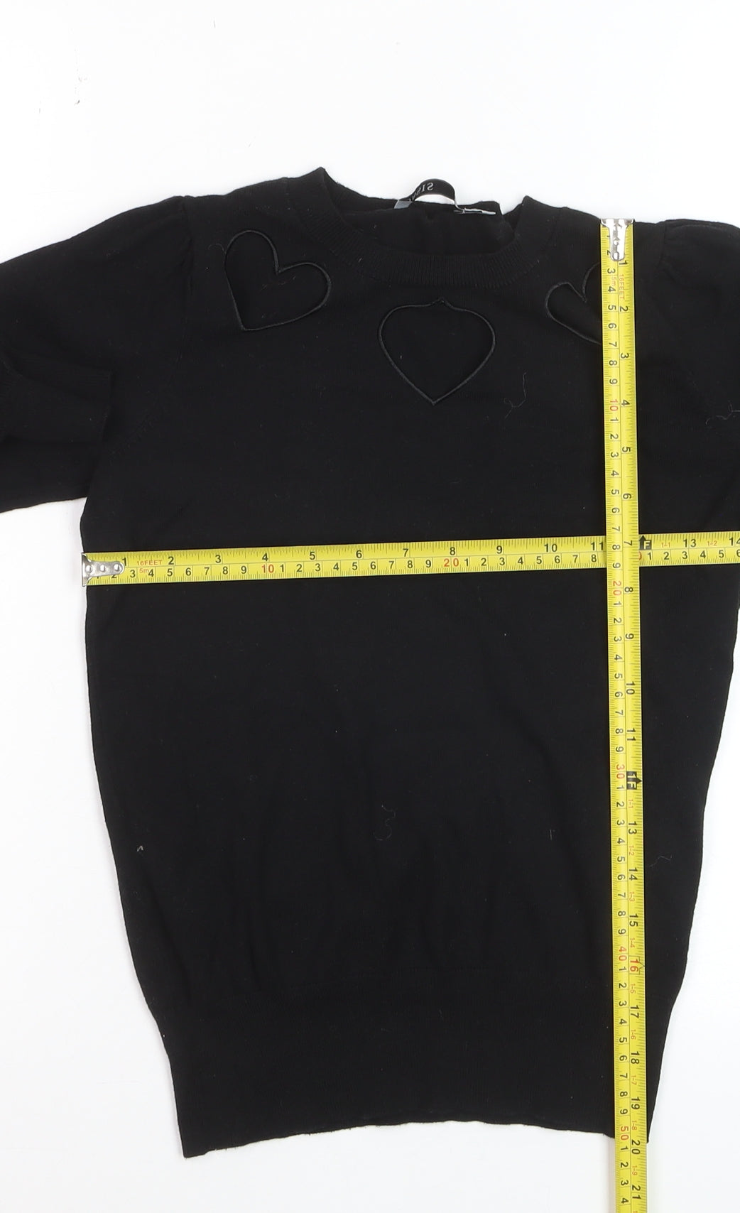 Oasis Women's Black XS Heart Cutout Crew Neck Knit Jumper
